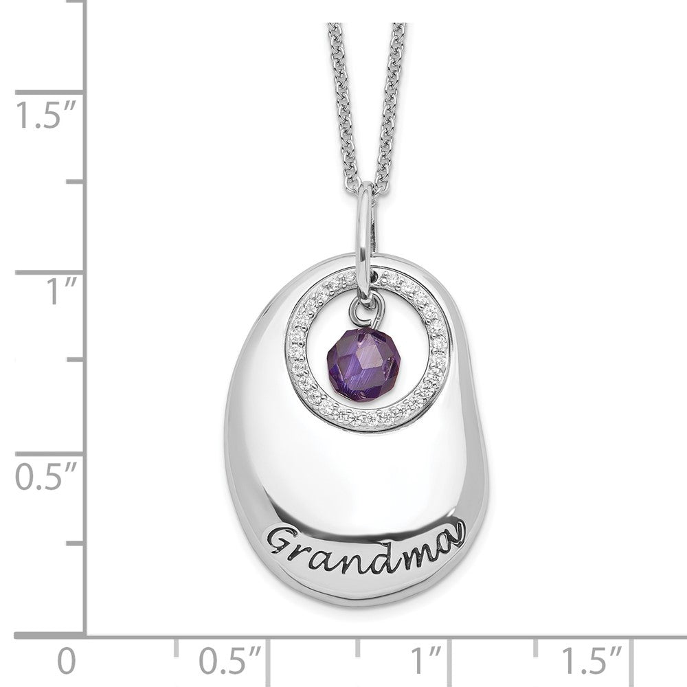 Sentimental Expressions Sterling Silver Rhodium-plated Antiqued CZ For You Grandma 18in. Necklace QSX593
