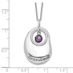 Sentimental Expressions Sterling Silver Rhodium-plated Antiqued CZ For You Grandma 18in. Necklace QSX593