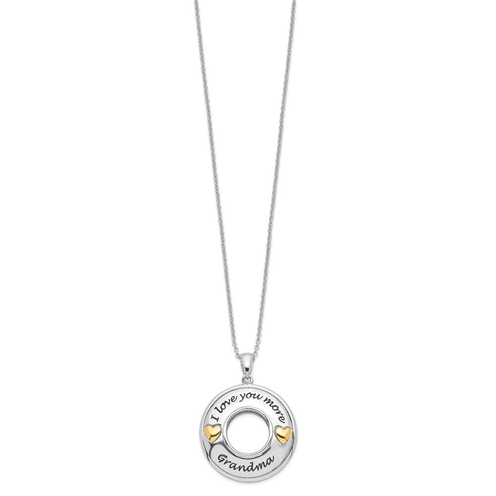 Sentimental Expressions Sterling Silver Gold-plated Antique CZ I Love You More Grandma 18in Necklace QSX601