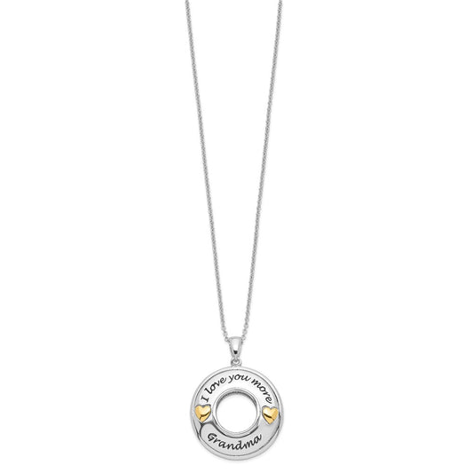 Sentimental Expressions Sterling Silver Gold-plated Antique CZ I Love You More Grandma 18in Necklace QSX601