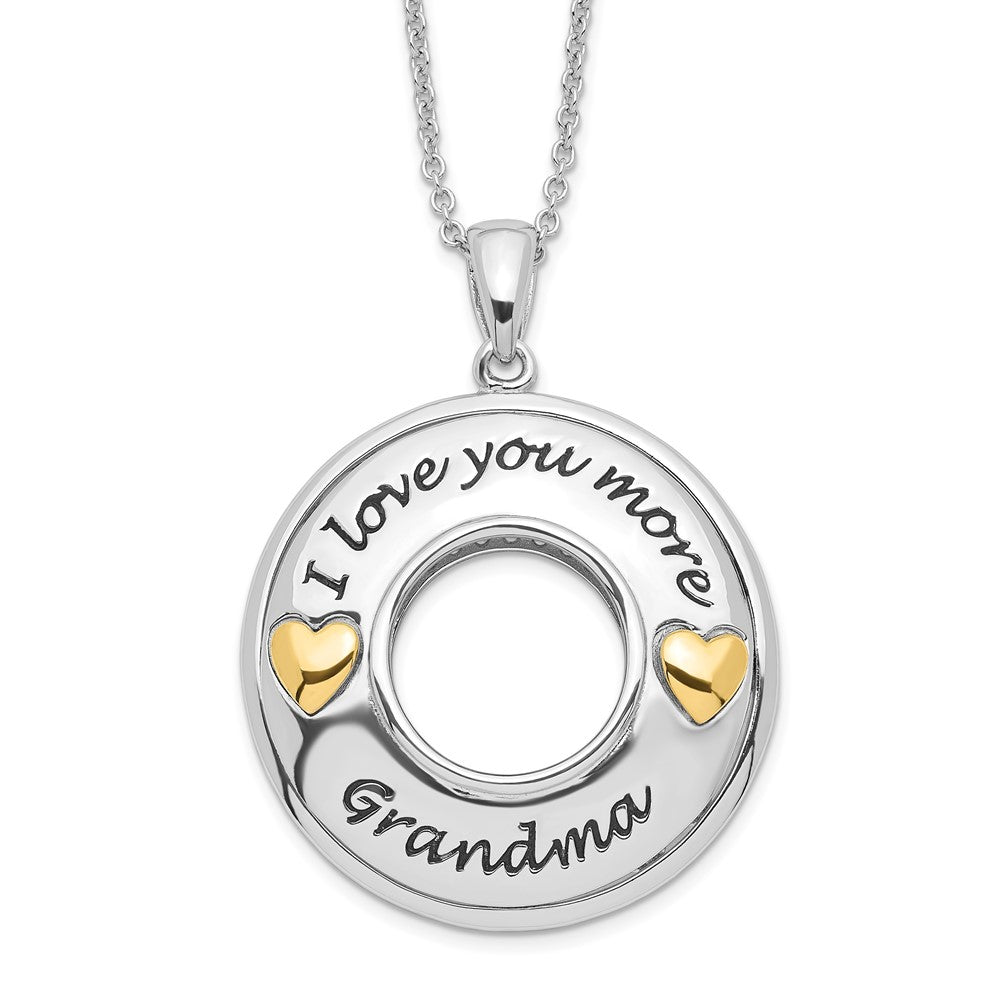 Sentimental Expressions Sterling Silver Gold-plated Antique CZ I Love You More Grandma 18in Necklace QSX601