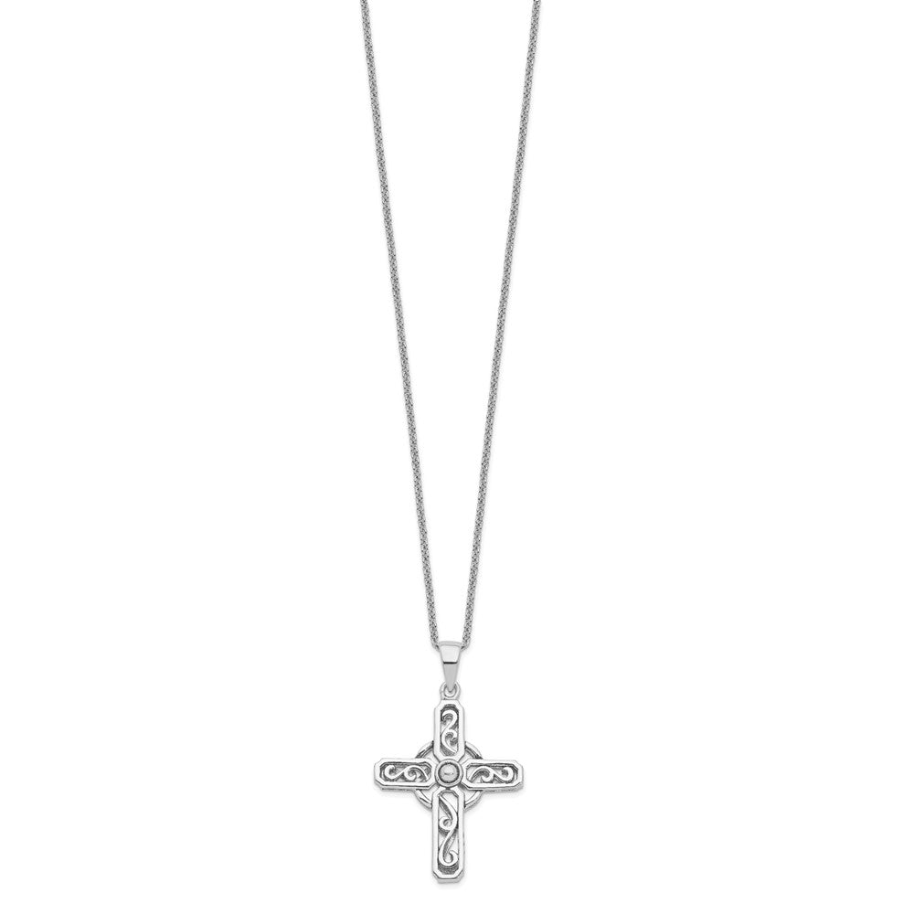 Sentimental Expressions Sterling Silver Rhodium-plated Prayer Cross 18in. Necklace QSX605