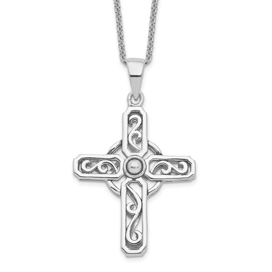 Sentimental Expressions Sterling Silver Rhodium-plated Prayer Cross 18in. Necklace QSX605