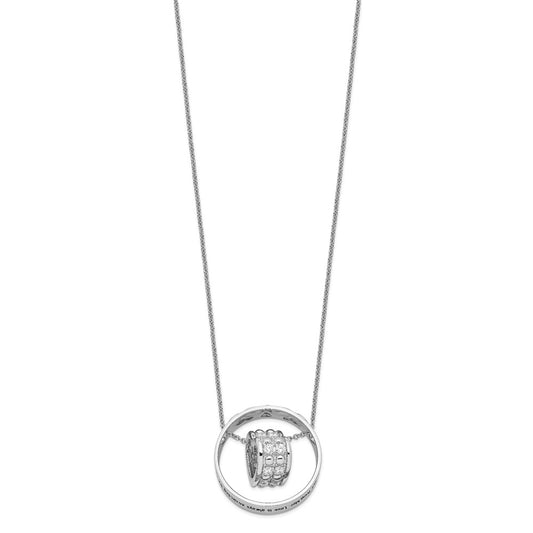 Sentimental Expressions Sterling Silver Rhodium-plated CZ Antiqued Mother and Daughter 18 Inch Necklace QSX622