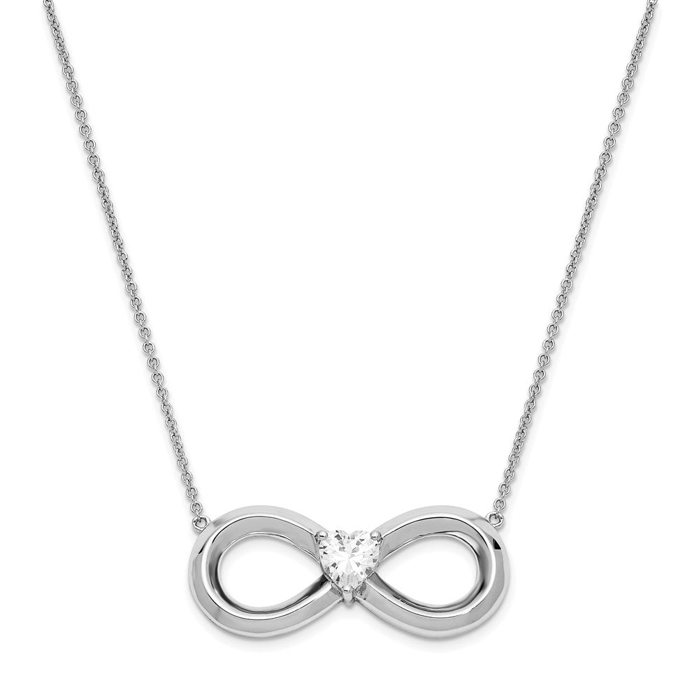 Sentimental Expressions Sterling Silver Rhodium-plated CZ Antiqued Forever 19in. Necklace QSX644