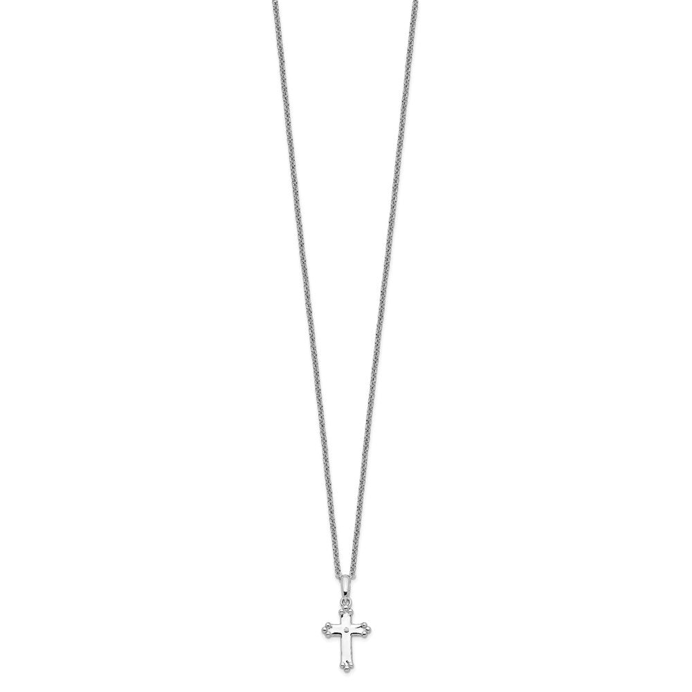 Sentimental Expressions Sterling Silver Rhodium-plated CZ Believe Big 14in. Necklace with 2in. ext QSX657