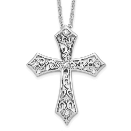 Sentimental Expressions Sterling Silver Rhodium-plated CZ I Still Believe 18in. Necklace QSX659
