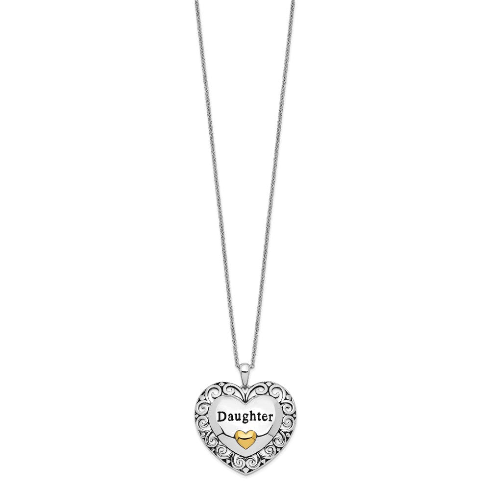 Sentimental Expressions Sterling Silver Gold-plated Antiqued Daughter 18in. Necklace QSX663