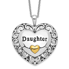 Sentimental Expressions Sterling Silver Gold-plated Antiqued Daughter 18in. Necklace QSX663