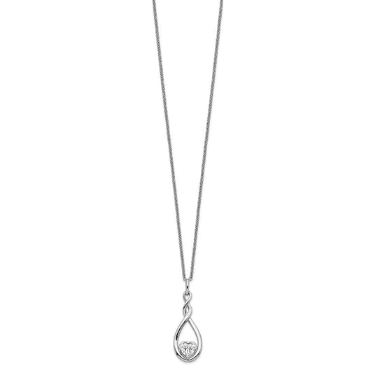 Sentimental Expressions Sterling Silver Rhodium-plated CZ Love You Forever 18in. Necklace QSX664