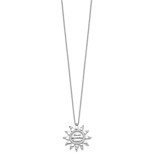 Sentimental Expressions Sterling Silver Rhodium-plated CZ Antiqued You Are My Sunshine 18in. Necklace QSX677