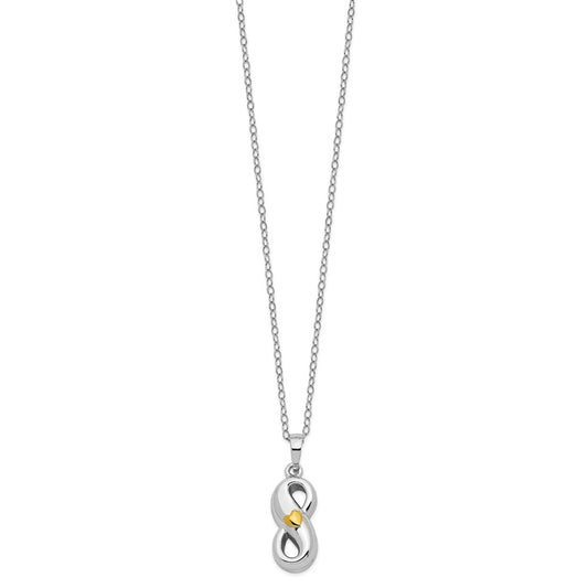 Sentimental Expressions Sterling Silver Rhodium-plated Gold-tone Heart Accent Infinite Love Ash Holder 18 Inch Necklace QSX696