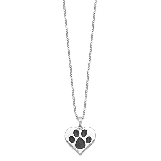 Sentimental Expressions Sterling Silver Rhodium-plated Antiqued Black Paw In Heart Ash Holder 18 Inch Necklace QSX697
