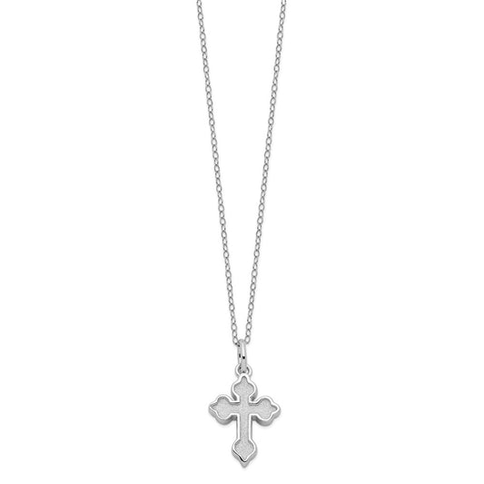 Sentimental Expressions Sterling Silver Rhodium-plated Matted Cross Ash Holder 18 Inch Necklace QSX700