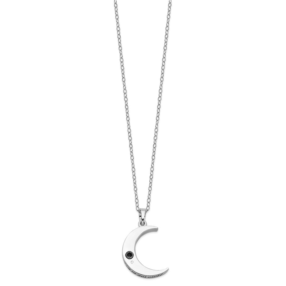 Sentimental Expressions Sterling Silver Rhodium-plated Antiqued Quarter Moon Ash Holder 18 Inch Necklace QSX706