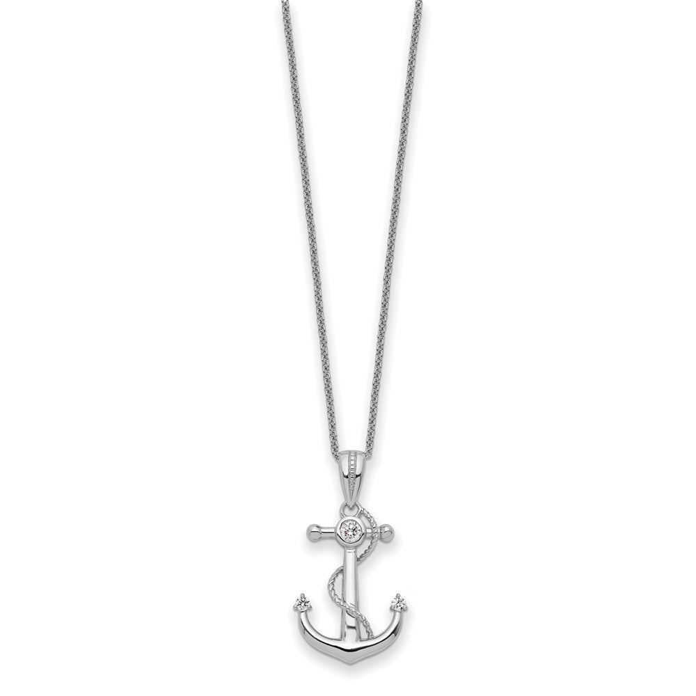 Sentimental Expressions Sterling Silver Rhodium-plated CZ My Mother My Anchor 18in Necklace QSX715