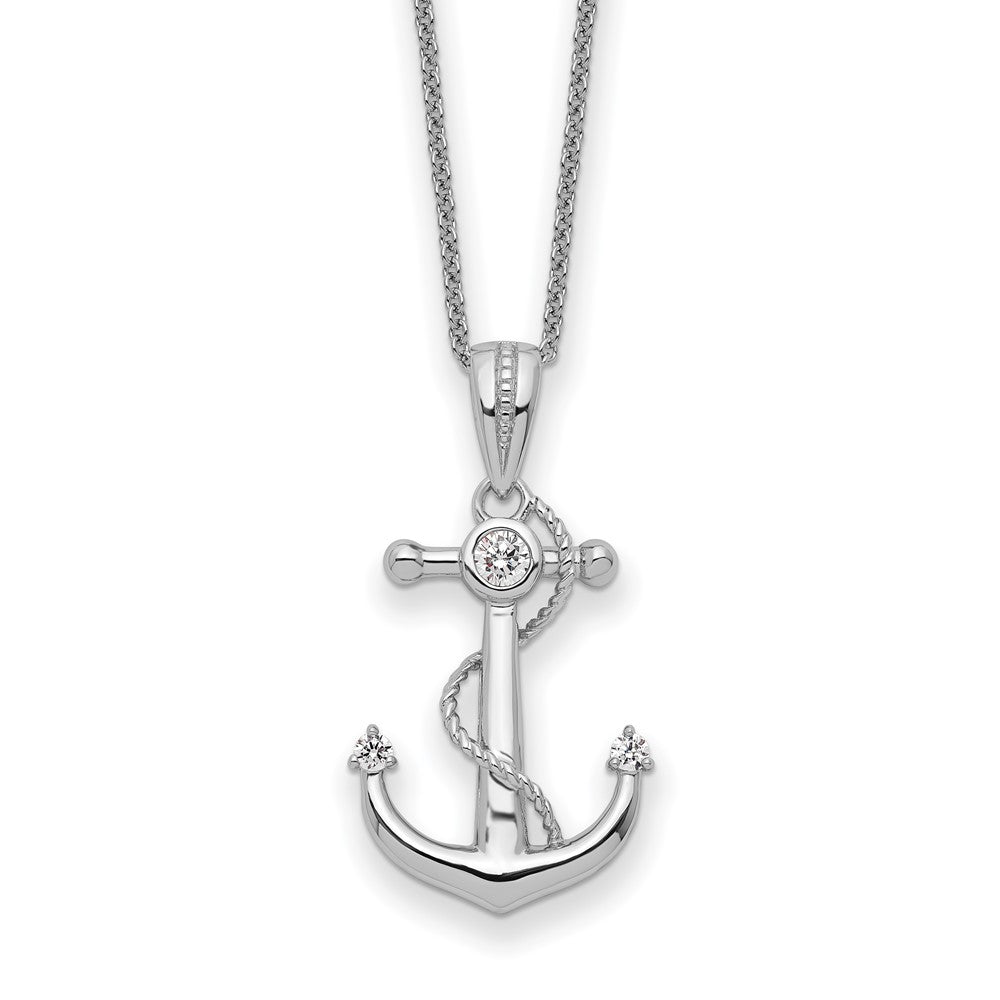 Sentimental Expressions Sterling Silver Rhodium-plated CZ My Mother My Anchor 18in Necklace QSX715