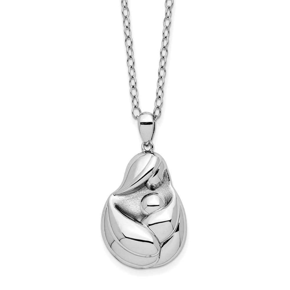 Sentimental Expressions Sterling Silver Rhodium-plated Mine To Keep Mom and Baby 18in Necklace QSX716