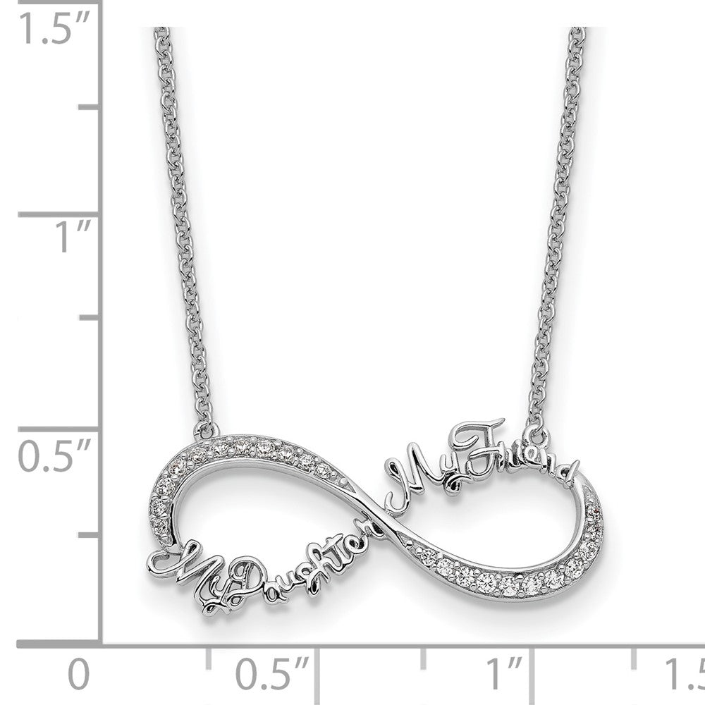 Sentimental Expressions Sterling Silver Rhodium-plated CZ My Daughter My Friend 18in Necklace QSX717