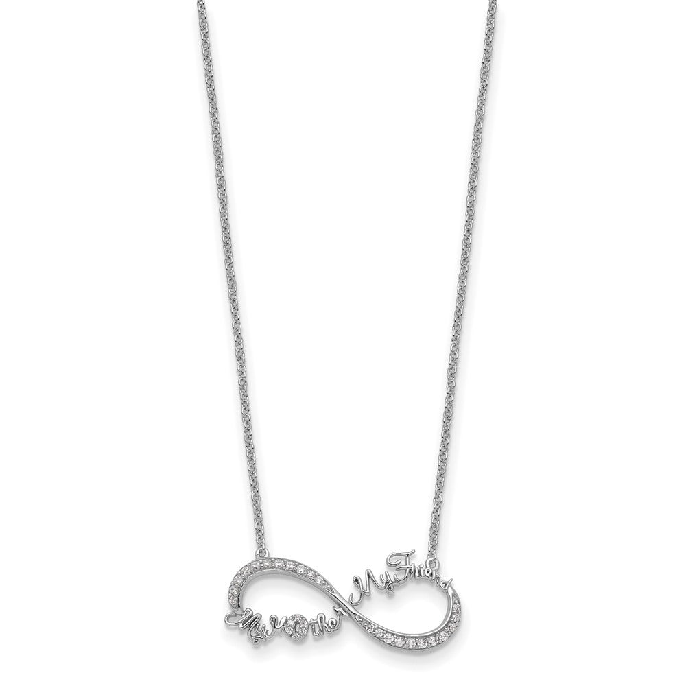 Sentimental Expressions Sterling Silver Rhodium-plated CZ My Mother My Friend 18in Necklace QSX718