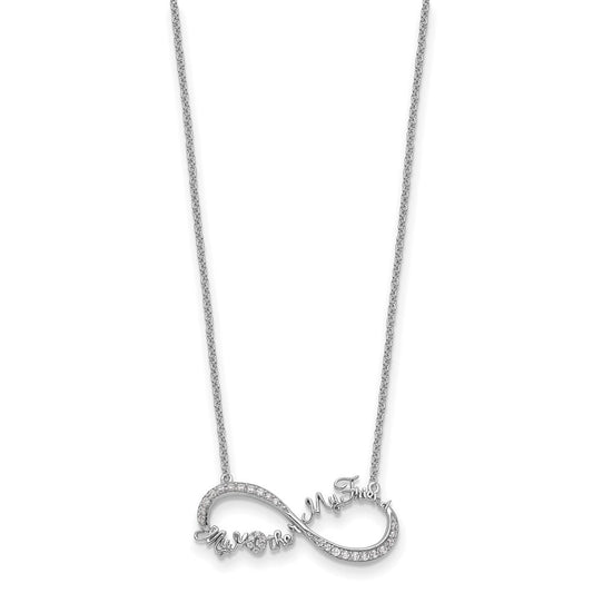 Sentimental Expressions Sterling Silver Rhodium-plated CZ My Mother My Friend 18in Necklace QSX718