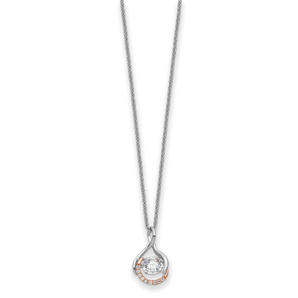 Sentimental Expressions Sterling Silver Rose-tone SS and Rose-Tone Vibrant CZ Warm Embrace 18in Necklace QSX731