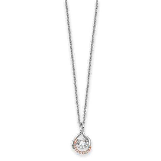 Sentimental Expressions Sterling Silver Rose-tone SS and Rose-Tone Vibrant CZ Warm Embrace 18in Necklace QSX731