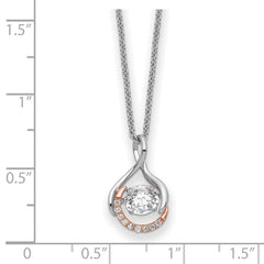 Sentimental Expressions Sterling Silver Rose-tone SS and Rose-Tone Vibrant CZ Warm Embrace 18in Necklace QSX731