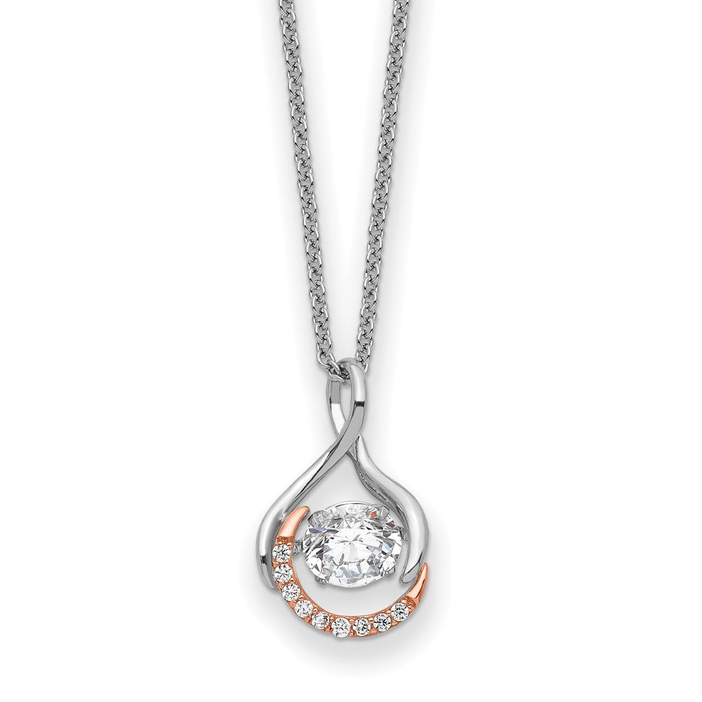 Sentimental Expressions Sterling Silver Rose-tone SS and Rose-Tone Vibrant CZ Warm Embrace 18in Necklace QSX731