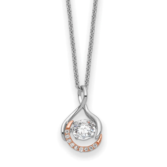 Sentimental Expressions Sterling Silver Rose-tone SS and Rose-Tone Vibrant CZ Warm Embrace 18in Necklace QSX731