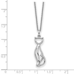 Sentimental Expressions Sterling Silver Rhodium-plated CZ Purrfect Love Cat 18in Necklace QSX742