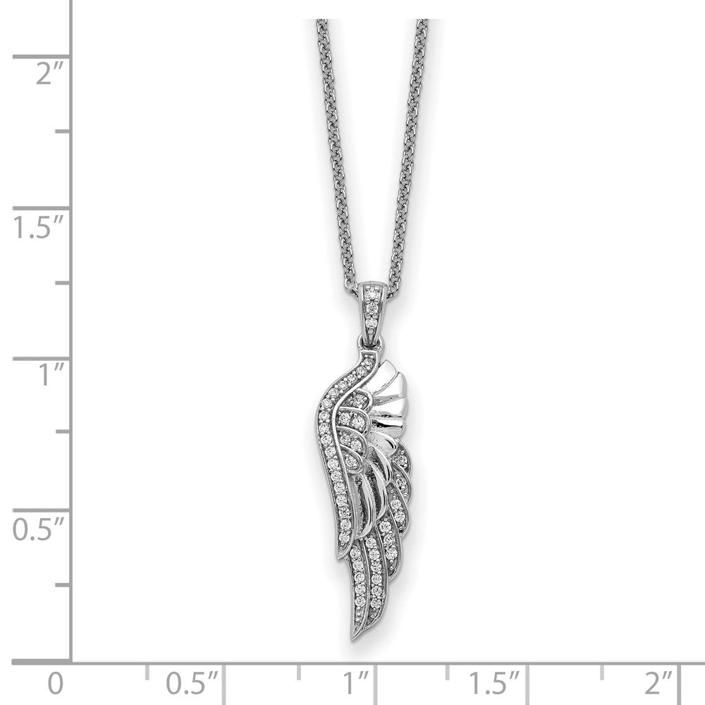 Sentimental Expressions Sterling Silver Rhodium-plated CZ Heaven Sent Wing 22in Necklace QSX753