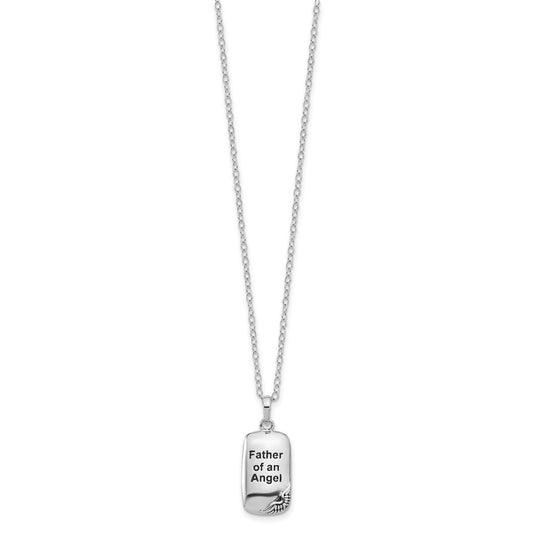 Sentimental Expressions Sterling Silver Rhodium-plated Antiqued Father of an Angel Ash Holder 18 Inch Necklace QSX770