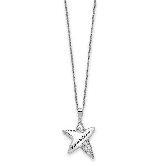 Sentimental Expressions Sterling Silver Rhodium-plated Antiqued Meet Me in the Stars 18 Inch Necklace QSX771