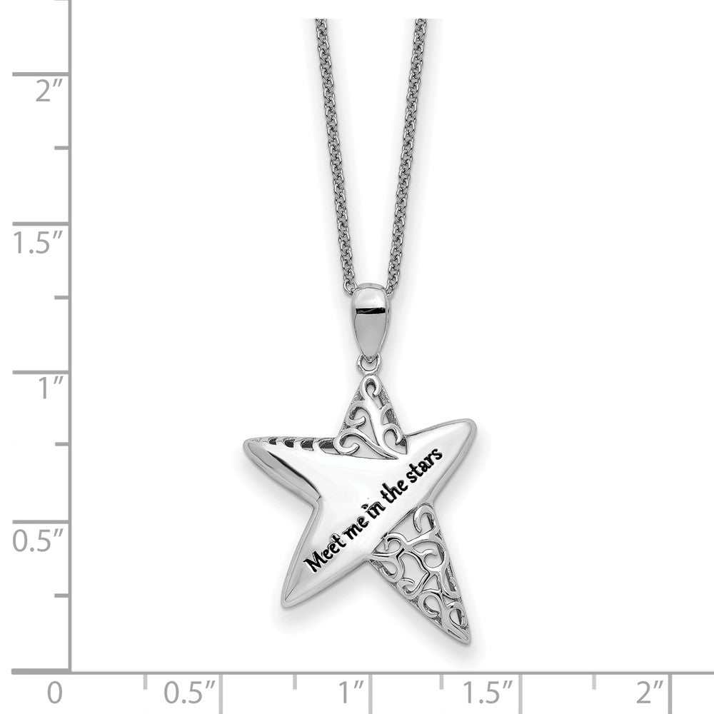 Sentimental Expressions Sterling Silver Rhodium-plated Antiqued Meet Me in the Stars 18 Inch Necklace QSX771