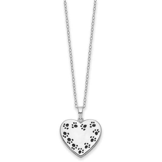 Sentimental Expressions Sterling Silver Rhodium-plated Antiqued Love Never Ends Pet Ash Holder 18 Inch Necklace QSX779