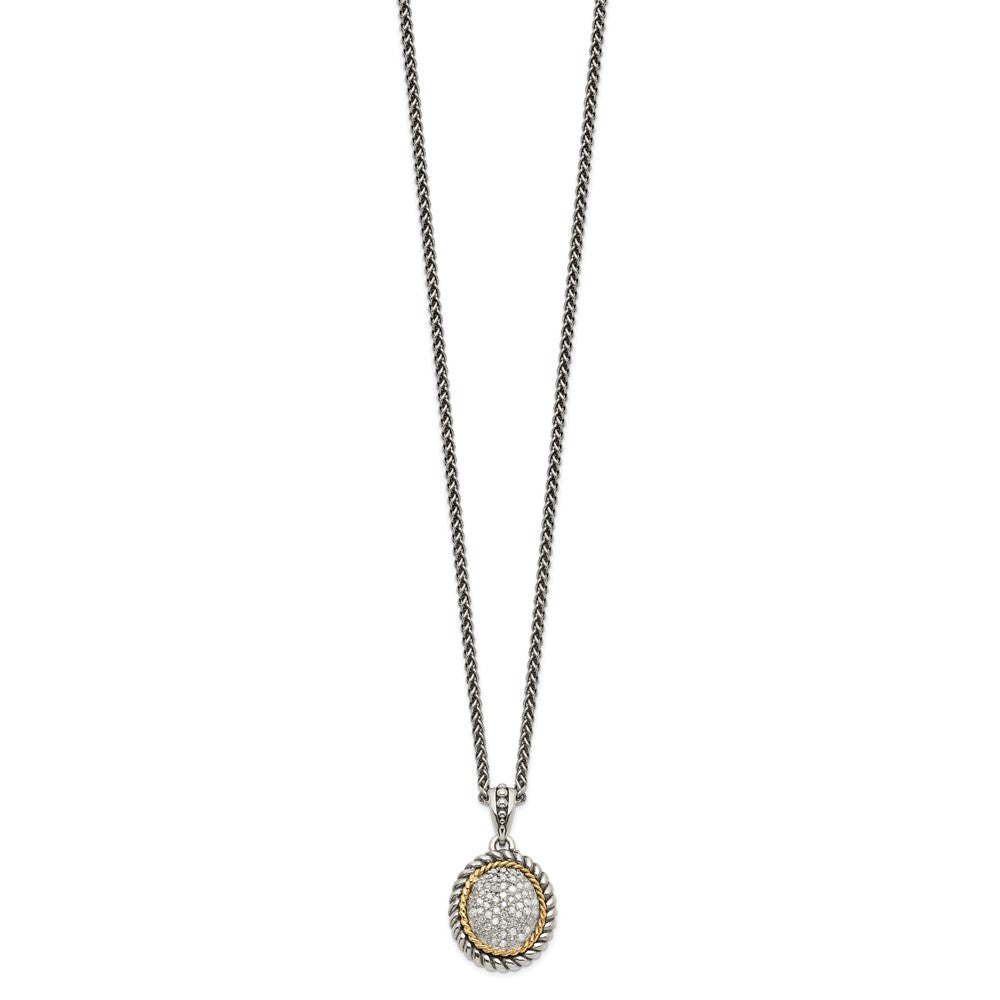 Shey Couture Sterling Silver with 14K Accent 18 Inch Antiqued Diamond Necklace QTC1036