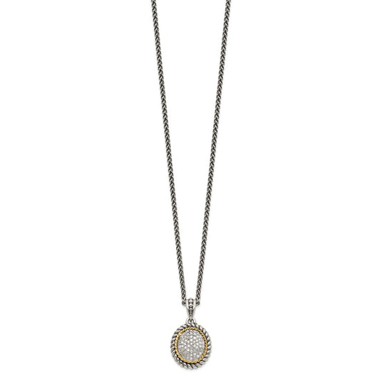 Shey Couture Sterling Silver with 14K Accent 18 Inch Antiqued Diamond Necklace QTC1036