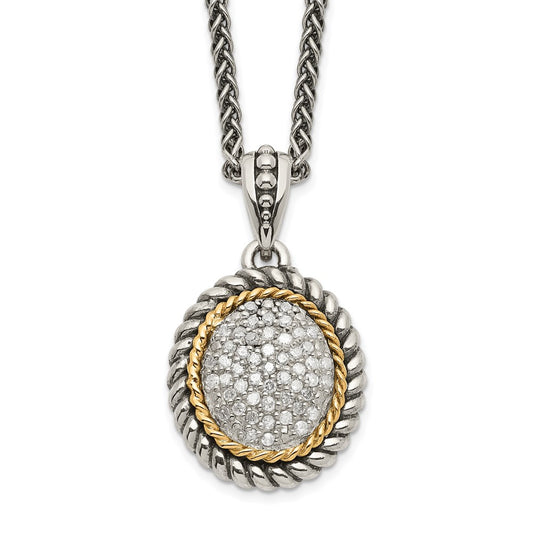 Shey Couture Sterling Silver with 14K Accent 18 Inch Antiqued Diamond Necklace QTC1036