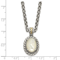 Shey Couture Sterling Silver with 14K Accent 18 Inch Antiqued Mother Of Pearl Necklace QTC1101