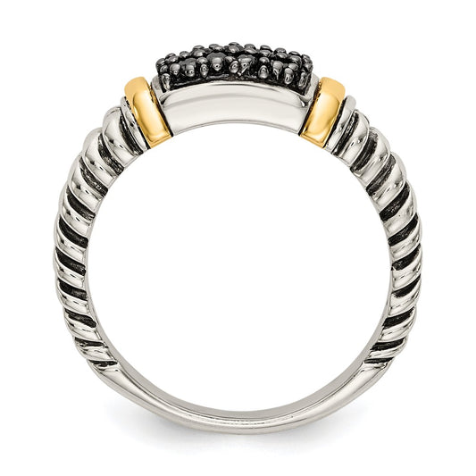 Shey Couture Sterling Silver with 14K Accent Antiqued Black Diamond Ring