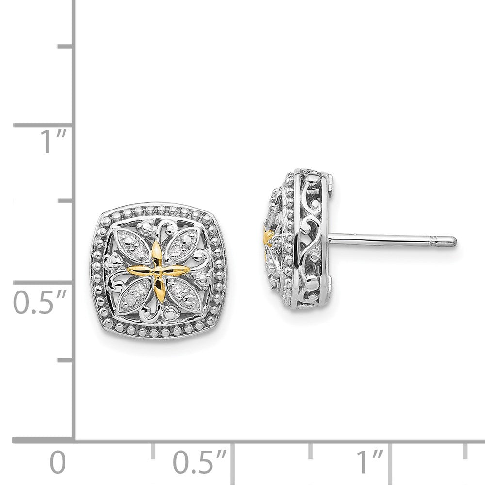 QTC1172 Shey Couture Sterling Silver Rhodium-plated with 14K Accent Diamond Vintage Post Earrings
