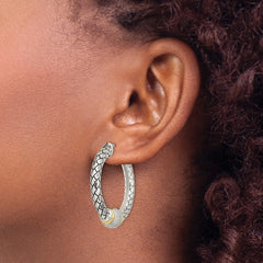 QTC122 Shey Couture Sterling Silver with 14K Accent Antiqued Diamond Hoop Earrings