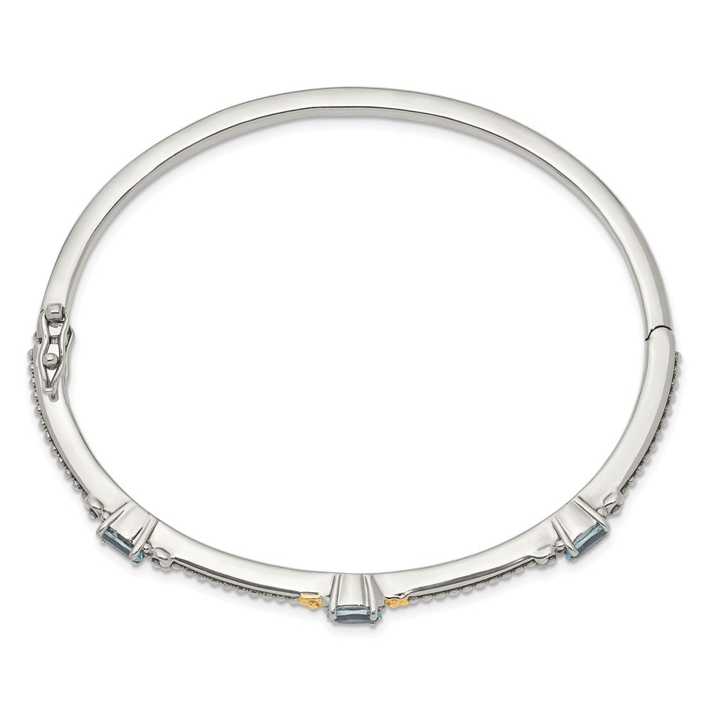 Shey Couture Sterling Silver with 14K Accent Antiqued Oval Sky Blue Topaz Bangle QTC1333