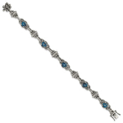 Shey Couture Sterling Silver 7.75 inch Antiqued Round London Blue Topaz Bracelet QTC1375