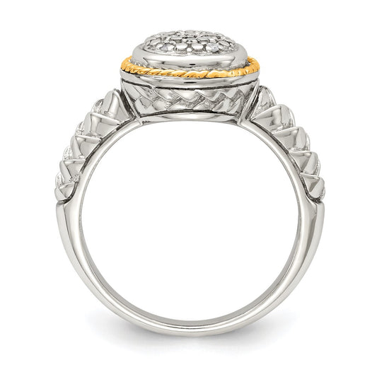 Shey Couture Sterling Silver Rhodium-plated with 14K Accent Polished Diamond Ring