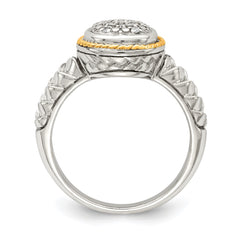 Shey Couture Sterling Silver Rhodium-plated with 14K Accent Polished Diamond Ring