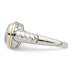 Shey Couture Sterling Silver Rhodium-plated with 14K Accent Polished Diamond Ring