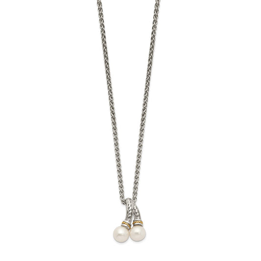 Shey Couture Sterling Silver Rhodium-plated with 14K Accent 18 Inch 6-7mm Freshwater Cultured Pearl Necklace QTC1534