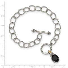 Shey Couture Sterling Silver Rhodium-plated with 14K Accent 7.5 Inch Black Onyx Toggle Bracelet QTC1538